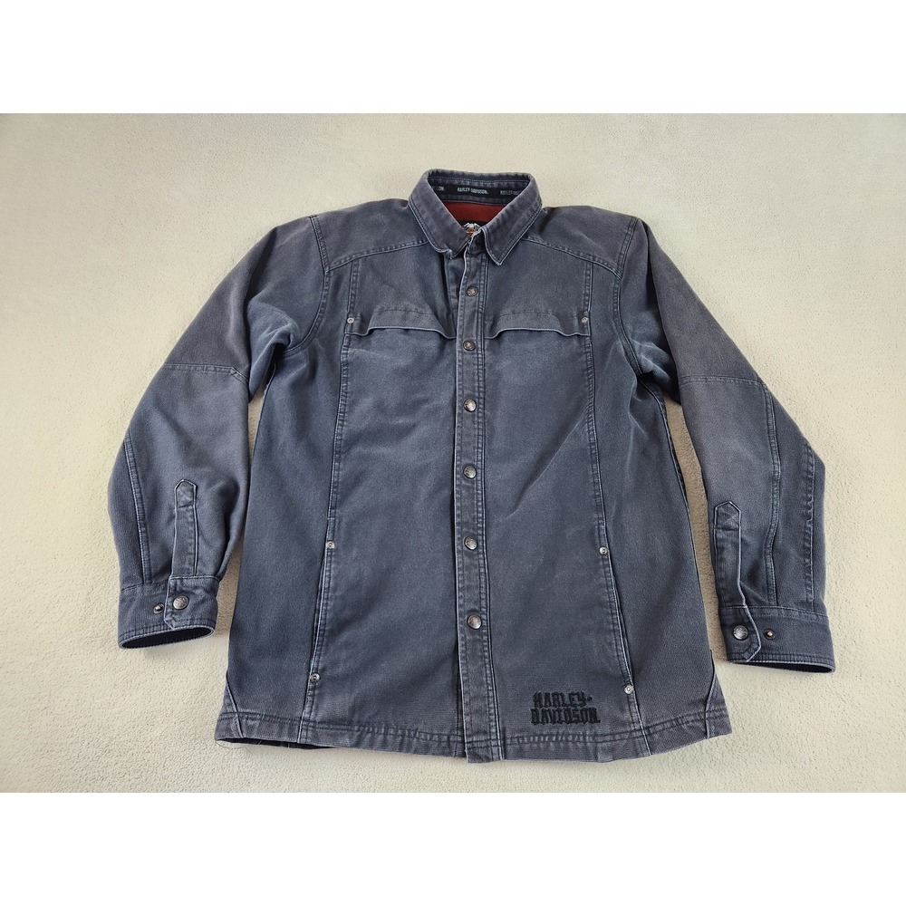 Mens Harley Davidson Genuine Motor Clothes Heavy Shirt Jacket w/lining Size Med